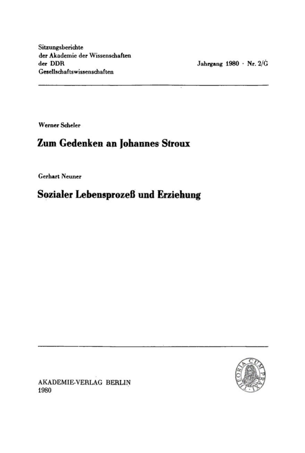 Zum Gedenken an Johannes Stroux Sozialer Lebensprozess und Erziehung 1st Edition â€“ PDF/EPUB Version Downloadable