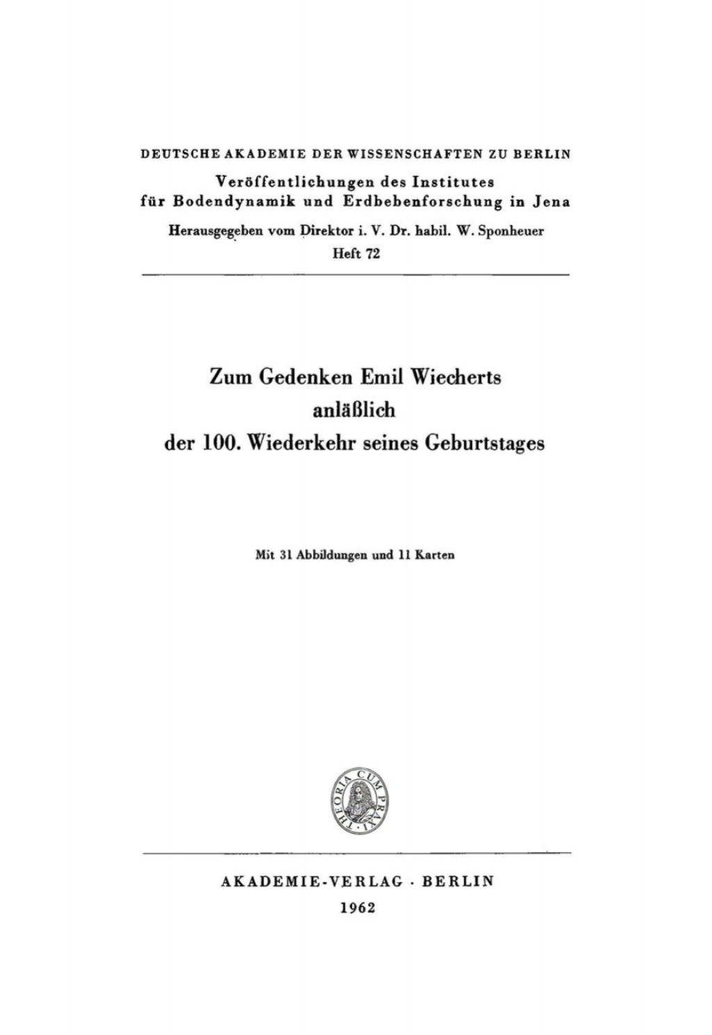 Zum Gedenken Emil Wiecherts anlÃ¤sslich der 100. Wiederkehr seines Geburtstages 1st Edition â€“ PDF/EPUB Version Downloadable