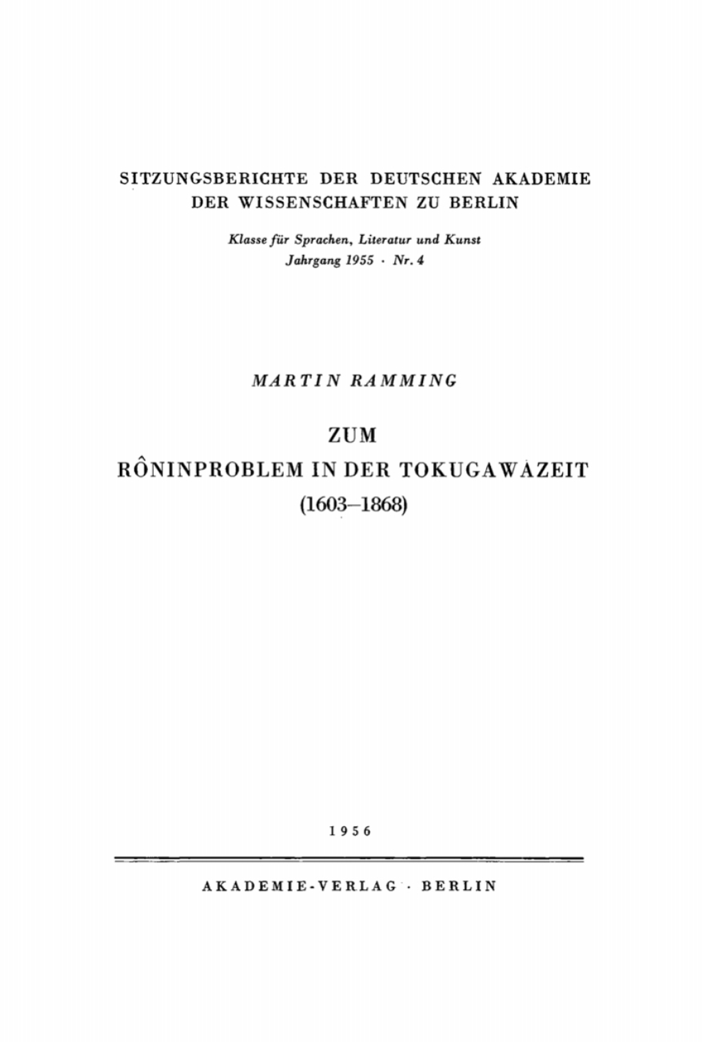 Zum RÃ´ninproblem in der Tokugawazeit (1603â€“1868) 1st Edition â€“ PDF/EPUB Version Downloadable