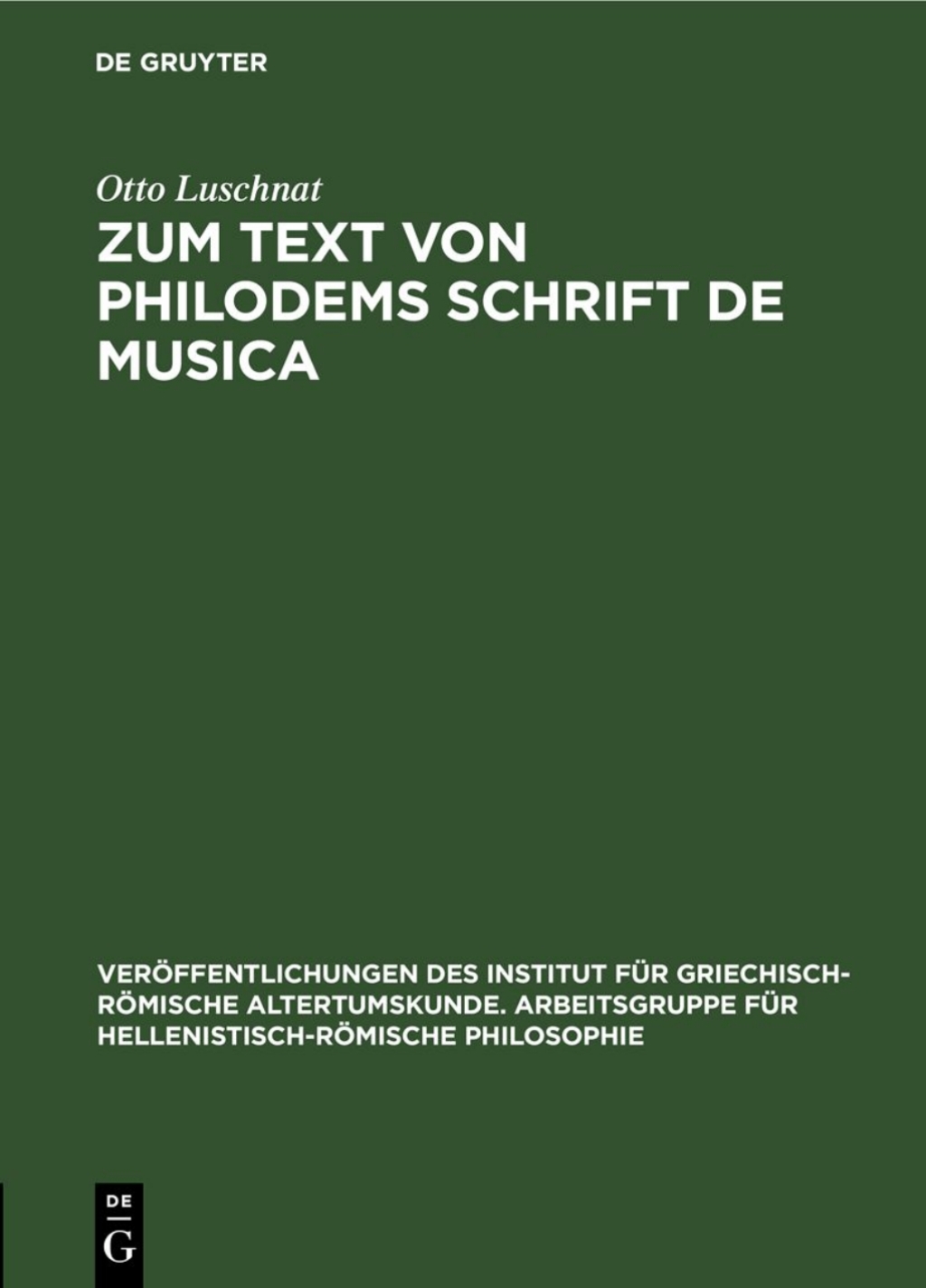 Zum Text von Philodems Schrift De Musica 1st Edition â€“ PDF/EPUB Version Downloadable