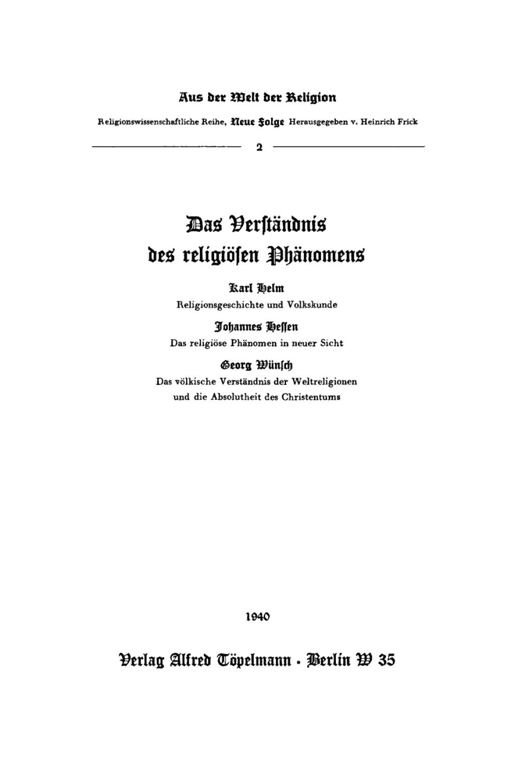 Zum VerstÃ¤ndnis des religiÃ¶sen PhÃ¤nomens 1st Edition â€“ PDF/EPUB Version Downloadable