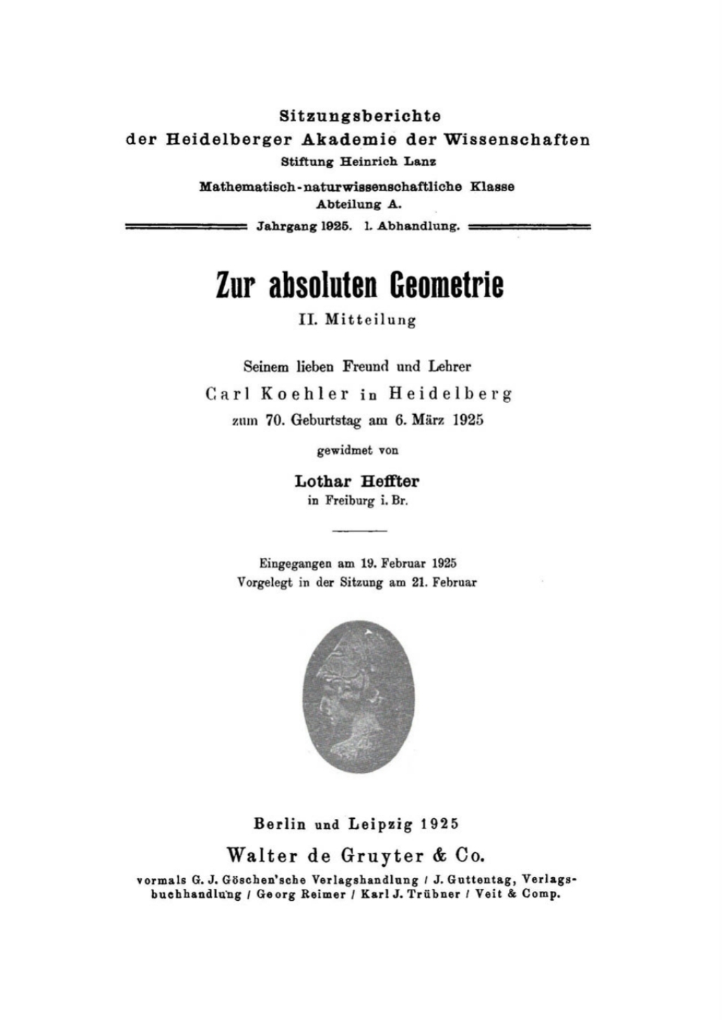 Zur absoluten Geometrie, Mitteilung 2 1st Edition â€“ PDF/EPUB Version Downloadable