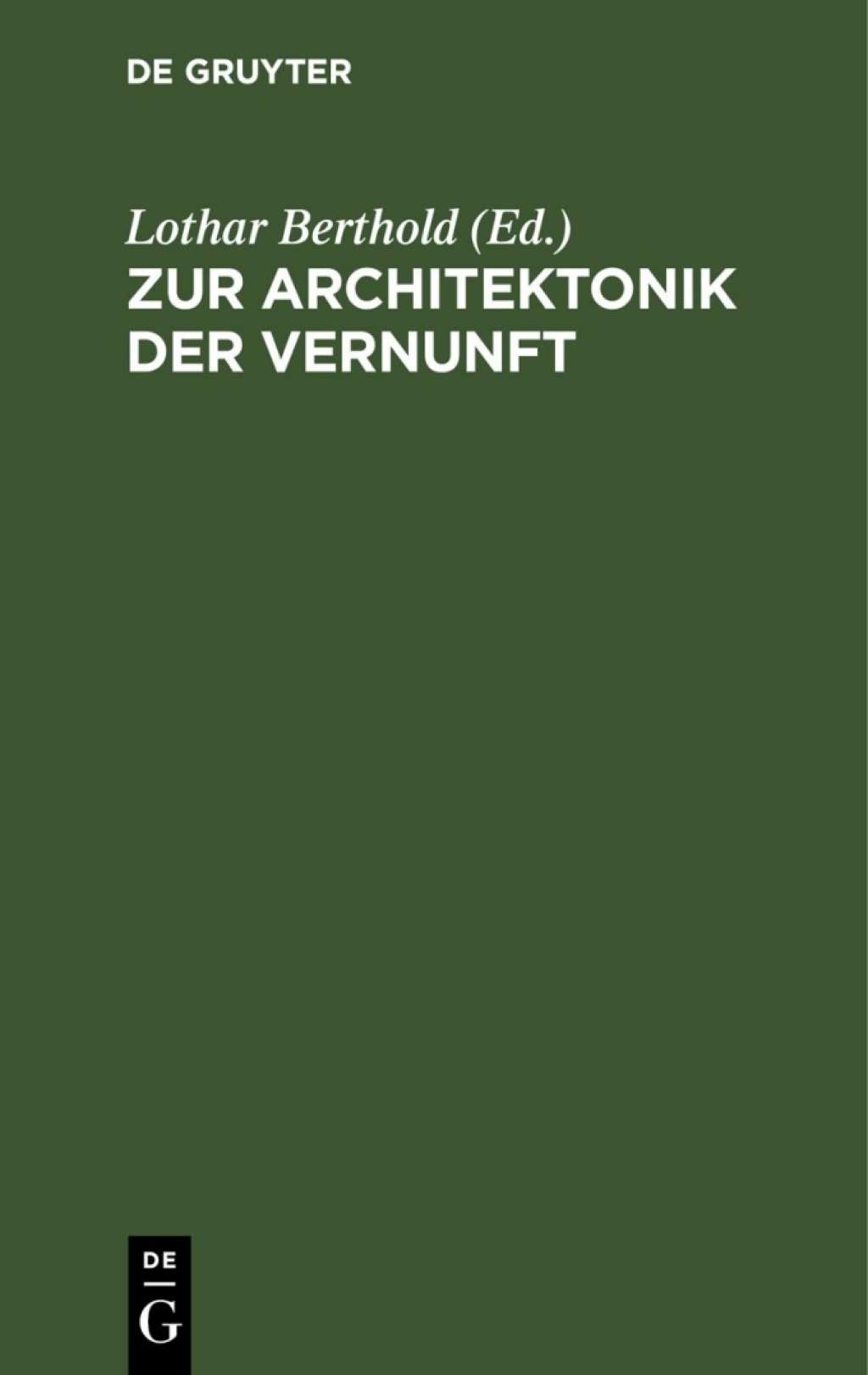 Zur Architektonik der Vernunft 1st Edition â€“ PDF/EPUB Version Downloadable