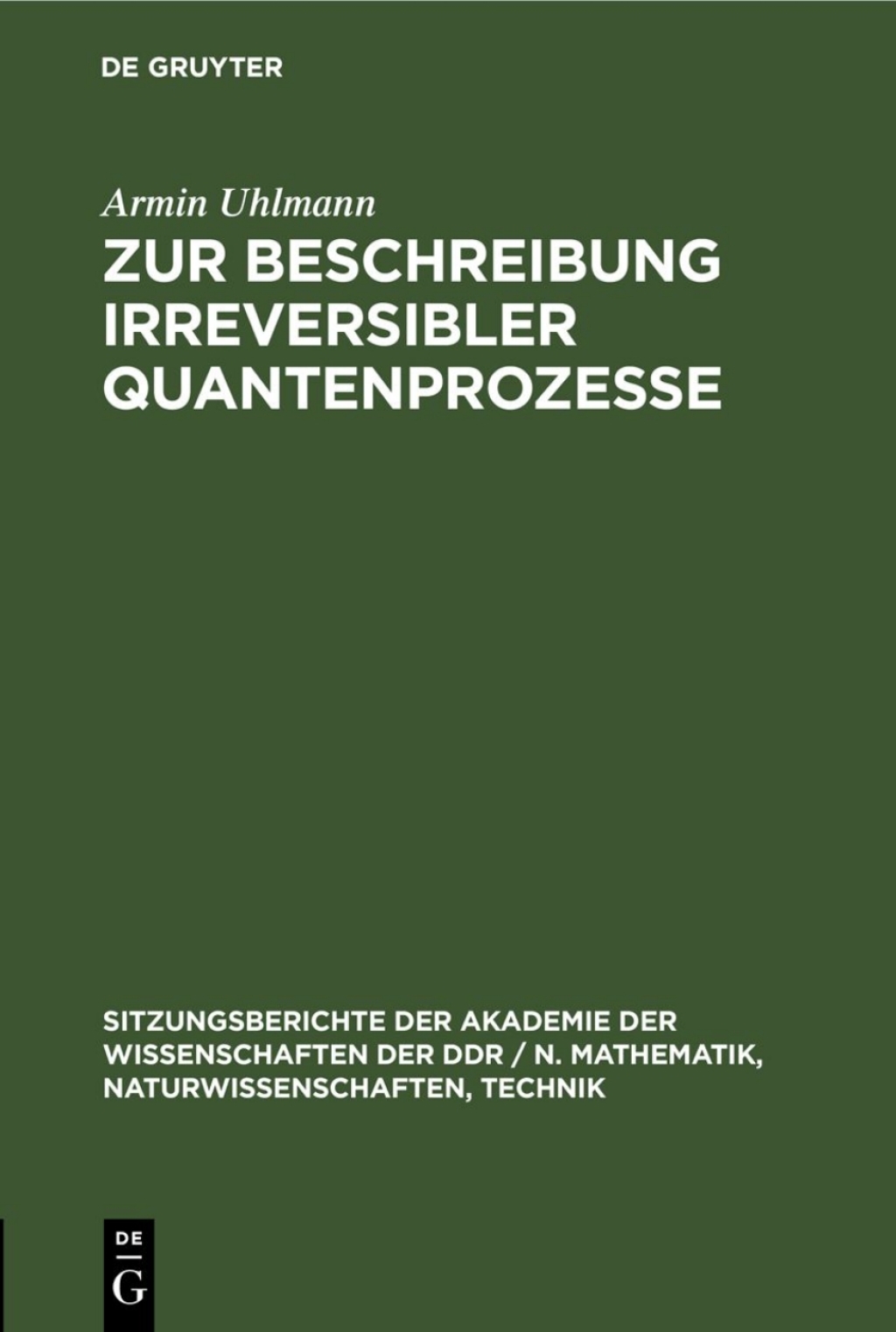 Zur Beschreibung irreversibler Quantenprozesse 1st Edition â€“ PDF/EPUB Version Downloadable