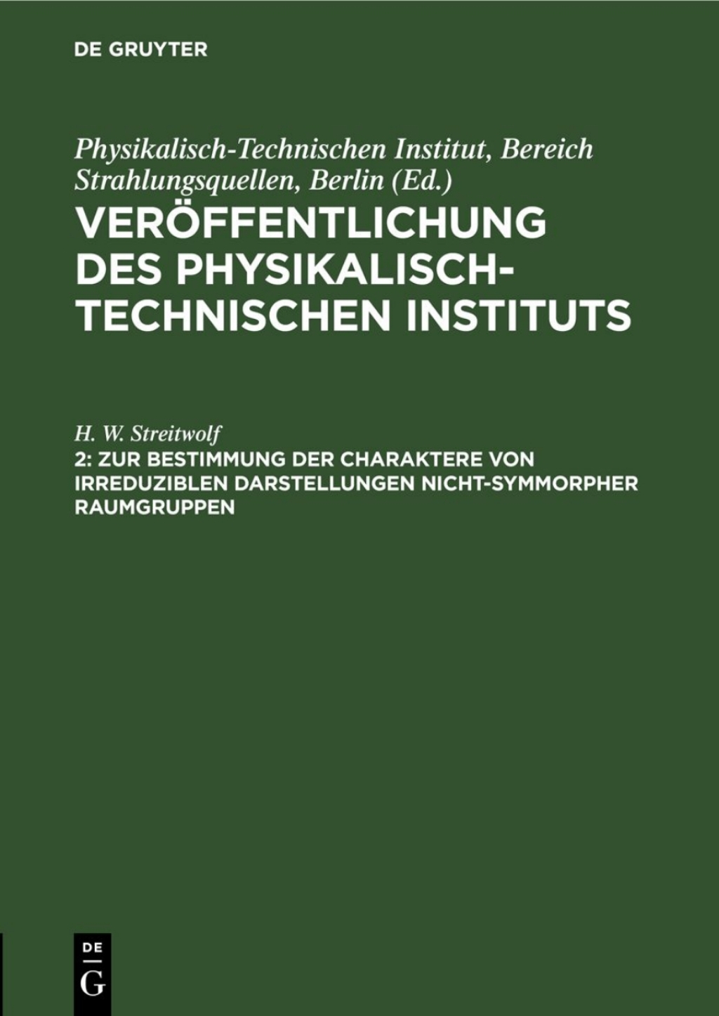 Zur Bestimmung der Charaktere von irreduziblen Darstellungen nicht-symmorpher Raumgruppen 1st Edition â€“ PDF/EPUB Version Downloadable