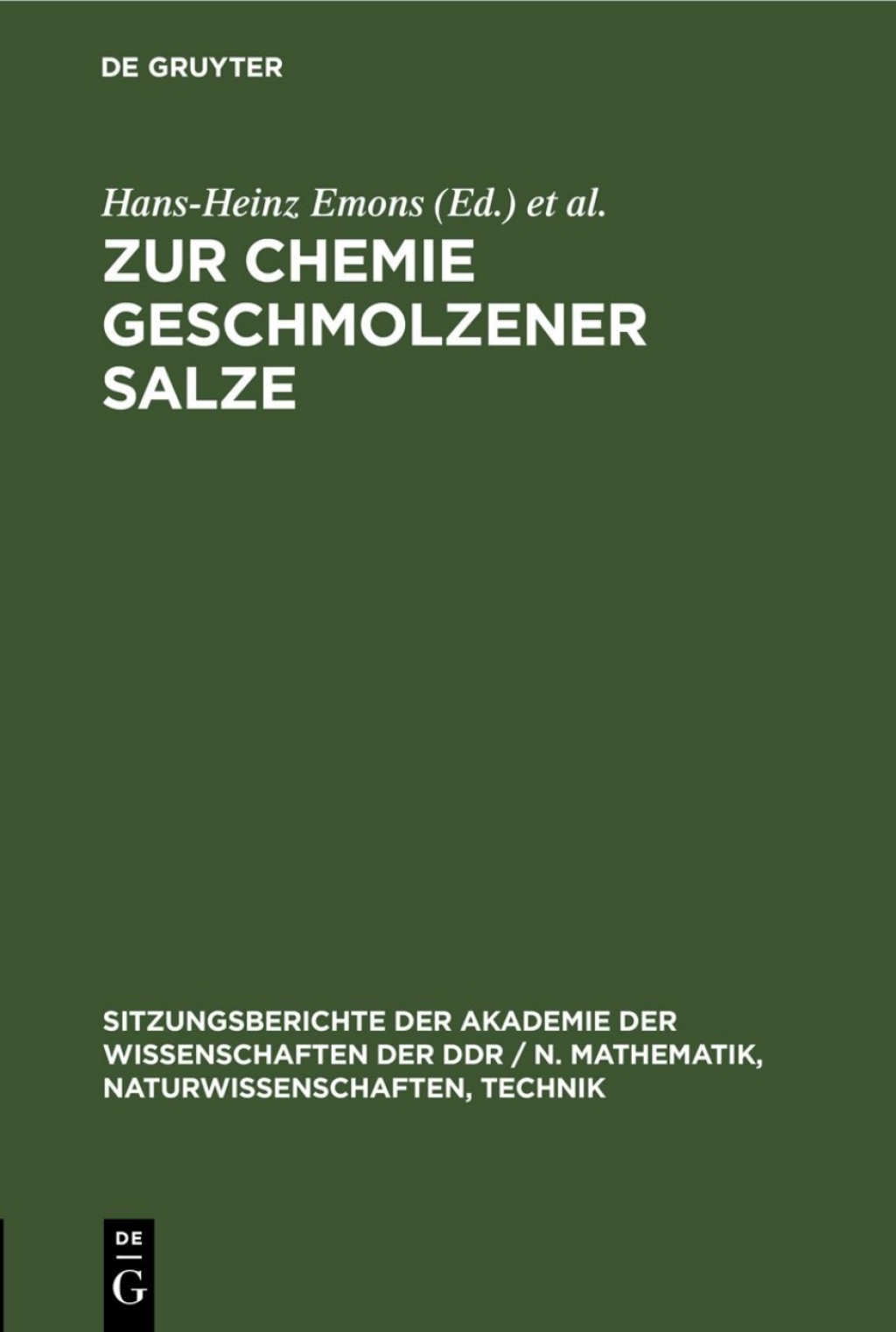 Zur Chemie geschmolzener Salze 1st Edition â€“ PDF/EPUB Version Downloadable