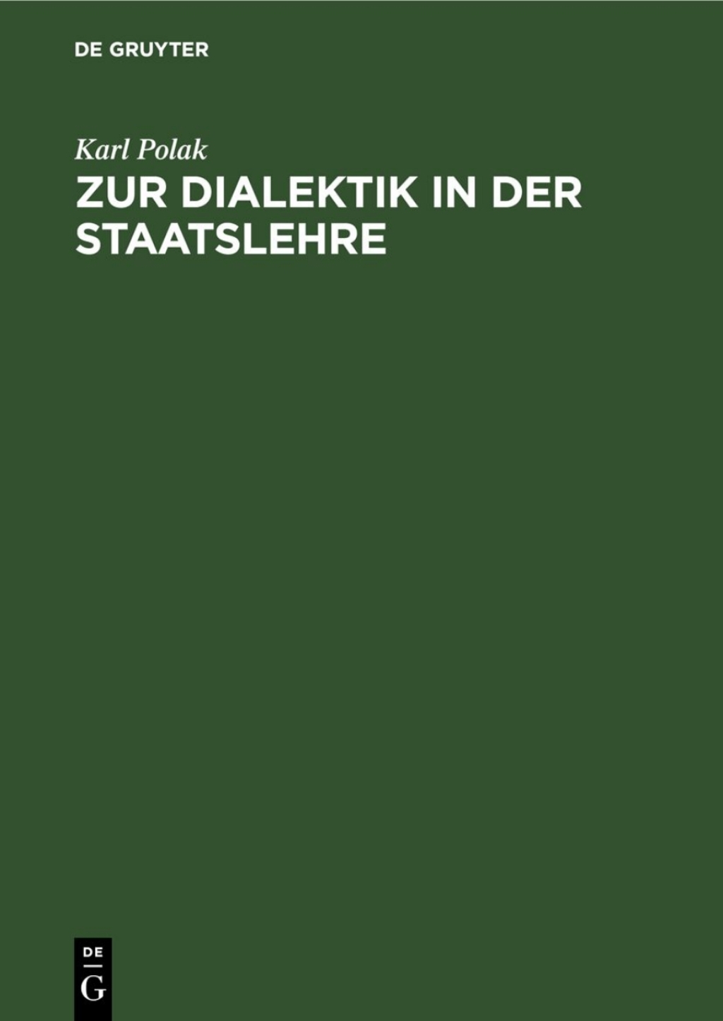 Zur Dialektik in der Staatslehre 1st Edition â€“ PDF/EPUB Version Downloadable