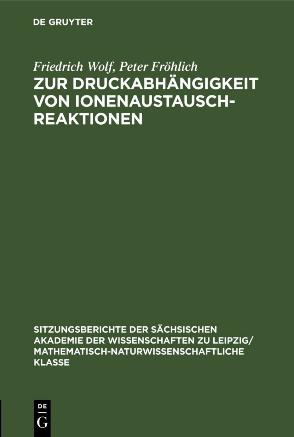 Zur DruckabhÃ¤ngigkeit von Ionenaustauschreaktionen 1st Edition â€“ PDF/EPUB Version Downloadable