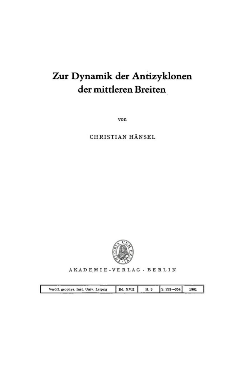 Zur Dynamik der Antizyklonen der mittleren Breiten 1st Edition â€“ PDF/EPUB Version Downloadable