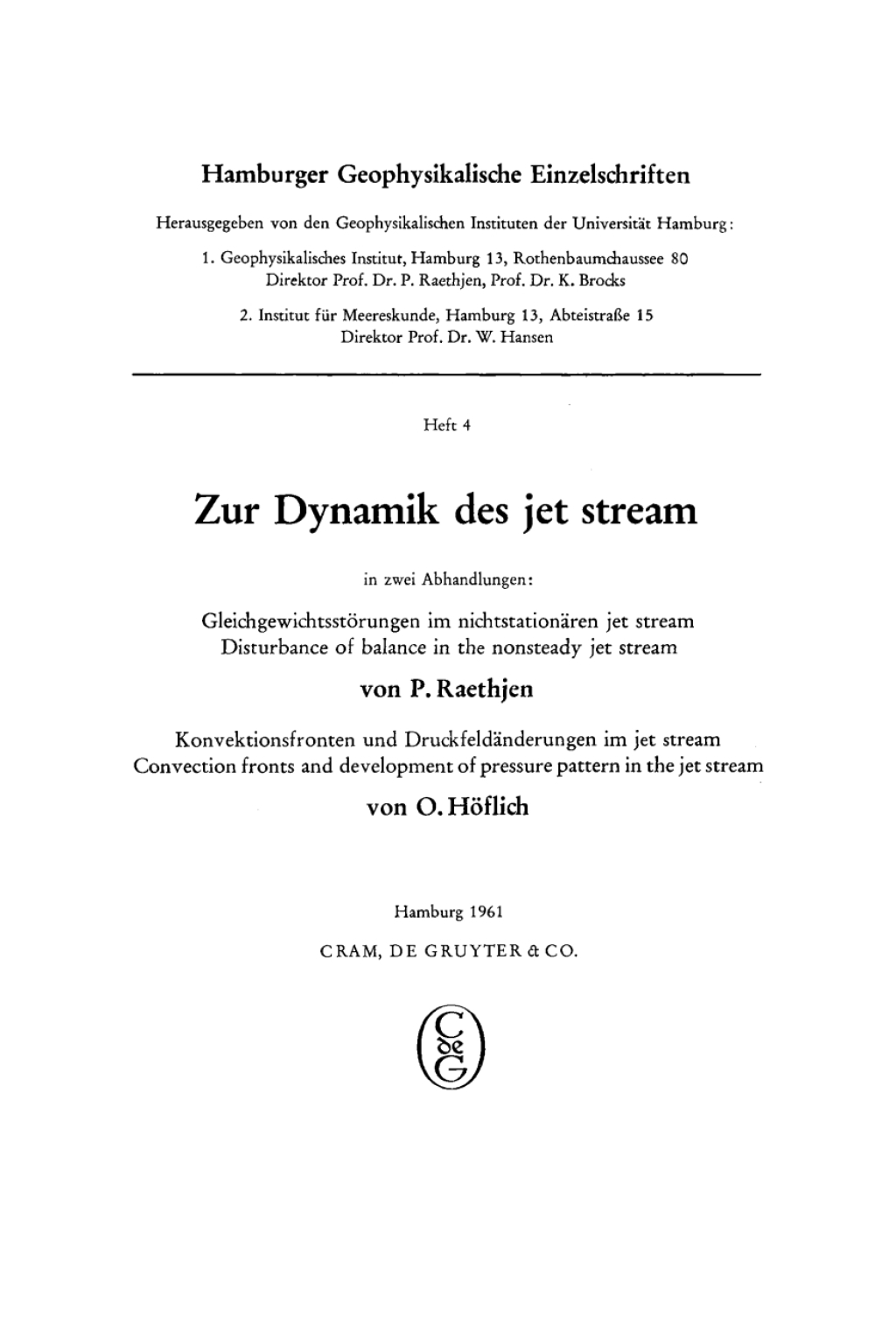 Zur Dynamik des jet stream In zwei Abhandlungen 1st Edition â€“ PDF/EPUB Version Downloadable