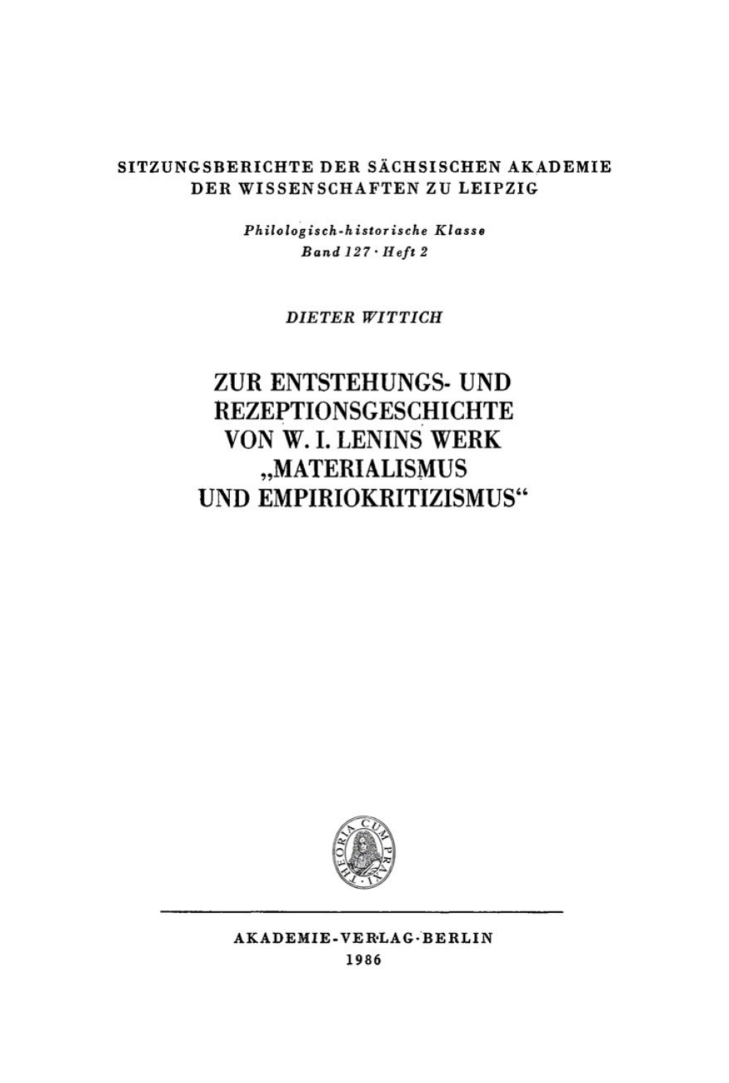 Zur Entstehungs- und Rezeptionsgeschichte von W. I. Lenins Werk â€žMaterialismus und Empiriokritizismusâ€œ 1st Edition â€“ PDF/EPUB Version Downloadable