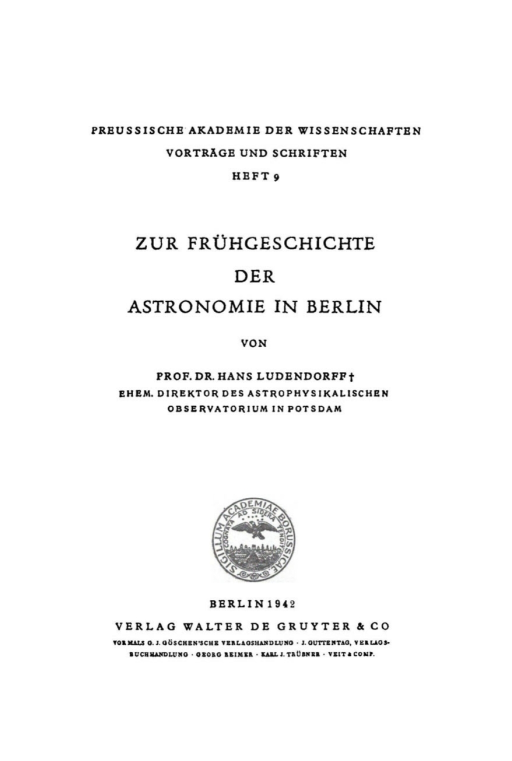Zur FrÃ¼hgeschichte der Astronomie in Berlin 1st Edition â€“ PDF/EPUB Version Downloadable