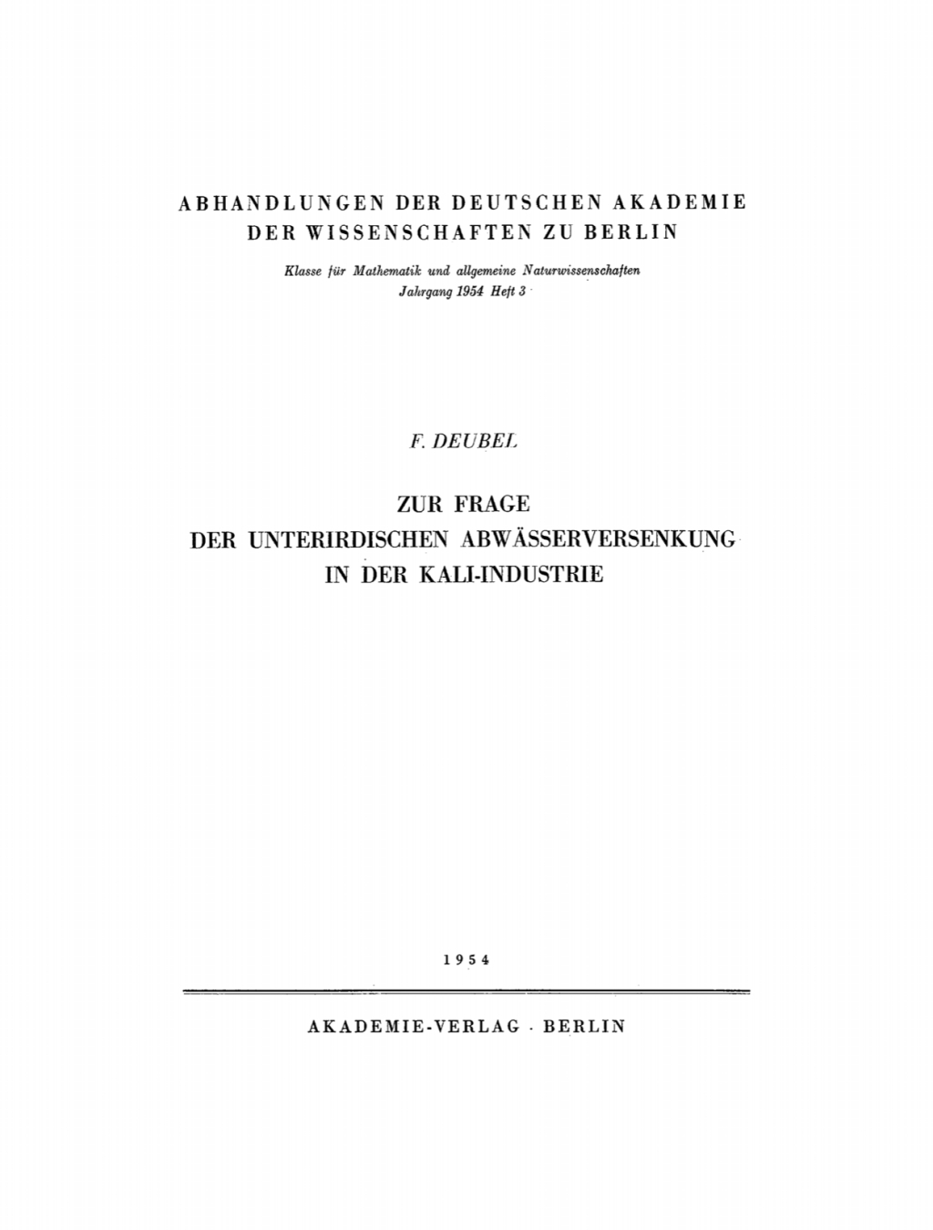 Zur Frage der unterirdischen AbwÃ¤sserversenkung in der Kali-Industrie 1st Edition â€“ PDF/EPUB Version Downloadable