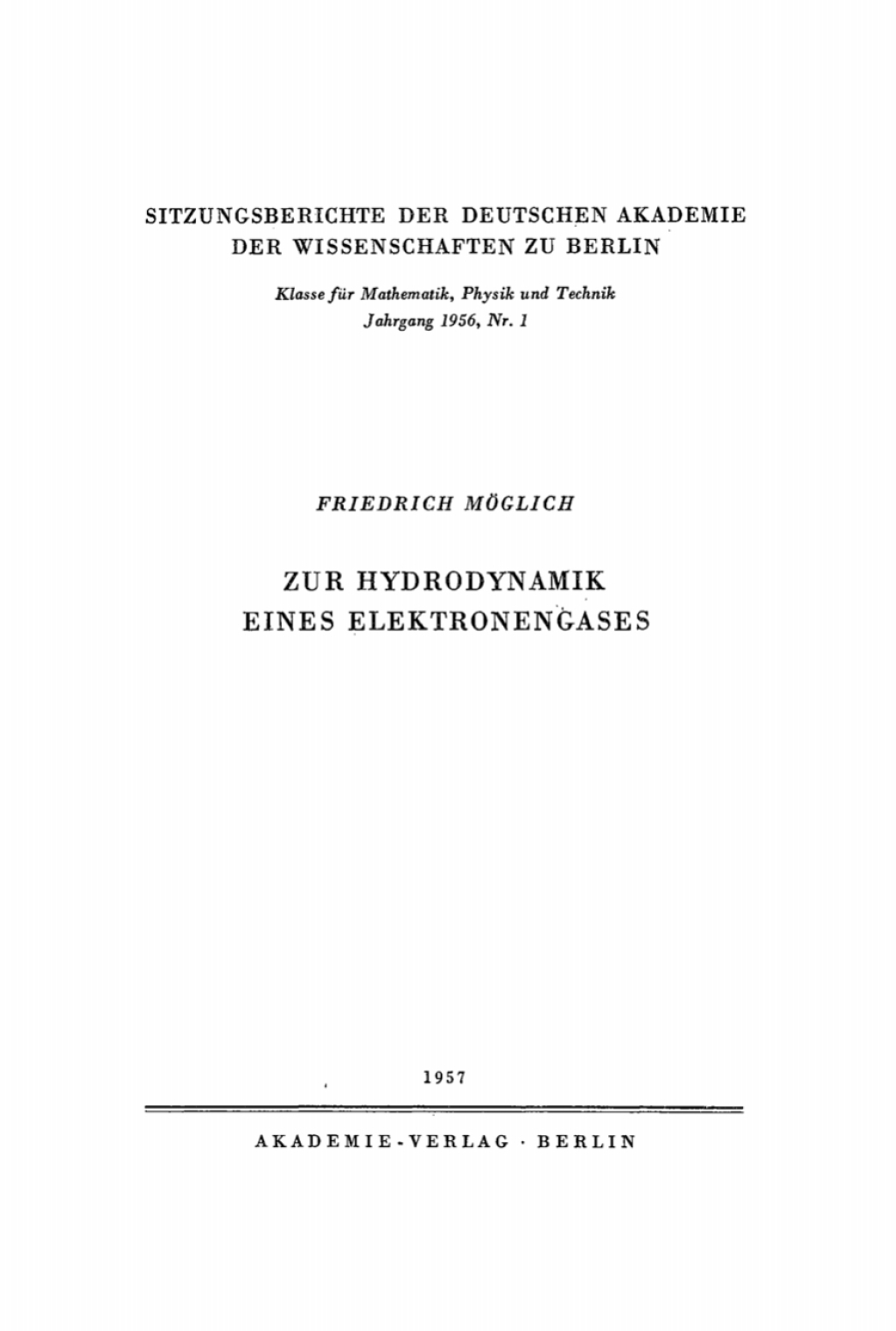 Zur Hydrodynamik eines Elektronengases 1st Edition â€“ PDF/EPUB Version Downloadable