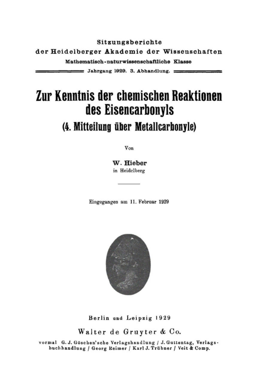 Zur Kenntnis der chemischen Reaktionen des Eisencarbonyls (4. Mitteilung Ã¼ber Metallcarbonyle) 1st Edition â€“ PDF/EPUB Version Downloadable