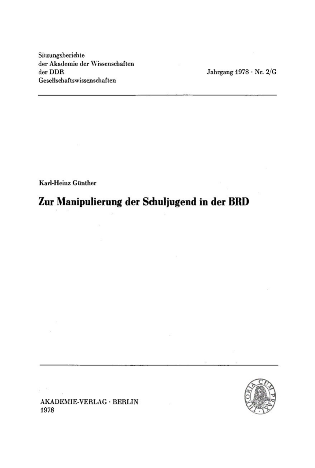 Zur Manipulierung der Schuljugend in der BRD 1st Edition â€“ PDF/EPUB Version Downloadable