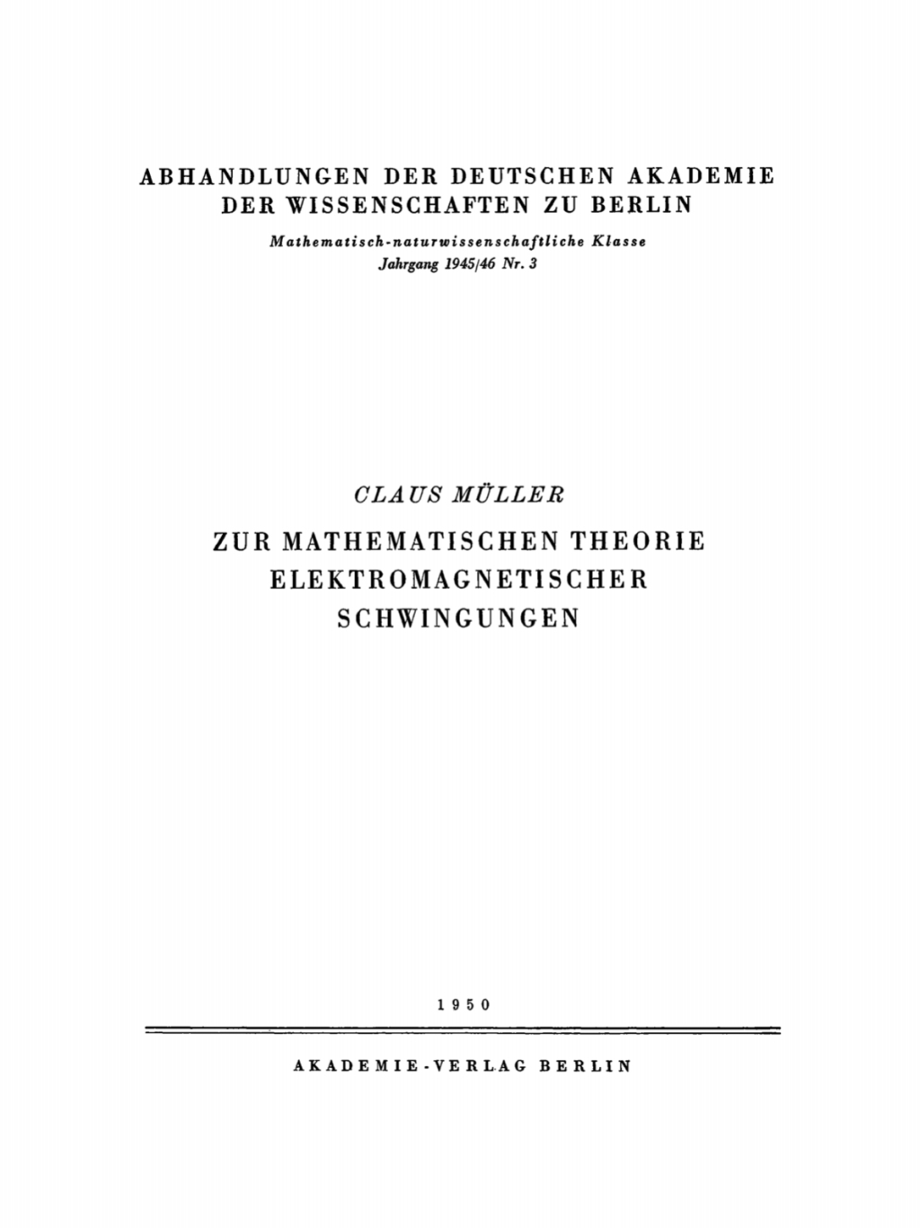 Zur mathematischen Theorie. Elektromagnetischer Schwingungen 1st Edition â€“ PDF/EPUB Version Downloadable