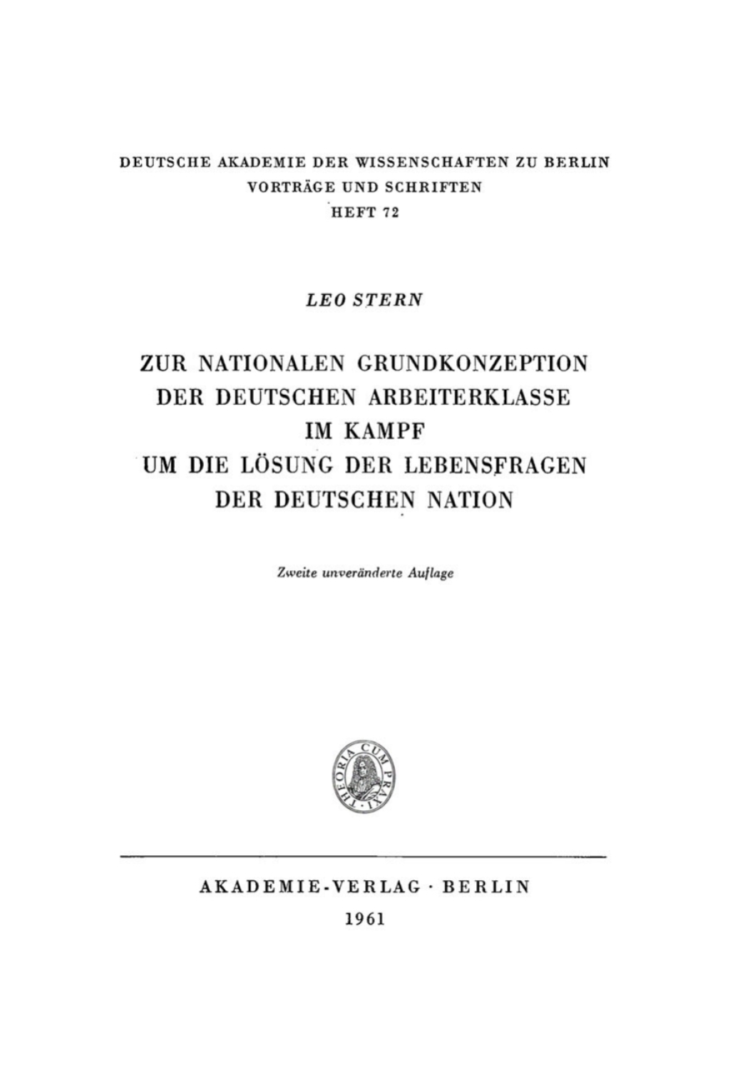 Zur nationalen Grundkonzeption der deutschen Arbeiterklasse im Kampf um die LÃ¶sung der Lebensfragen der deutschen Nation 2nd Edition â€“ PDF/EPUB Version Downloadable