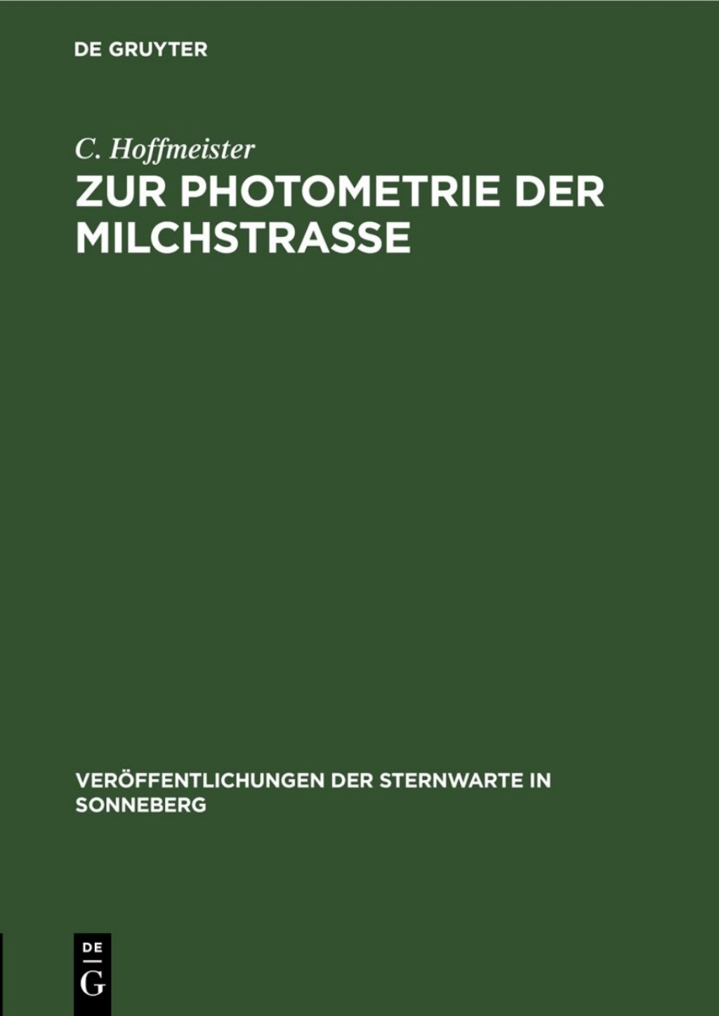 Zur Photometrie der MilchstraÃŸe 1st Edition â€“ PDF/EPUB Version Downloadable