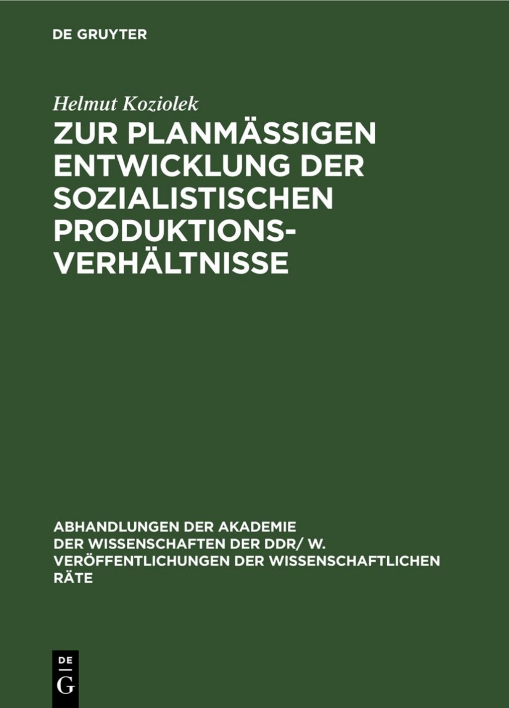 Zur planmÃ¤ÃŸigen Entwicklung der sozialistischen ProduktionsverhÃ¤ltnisse 1st Edition â€“ PDF/EPUB Version Downloadable