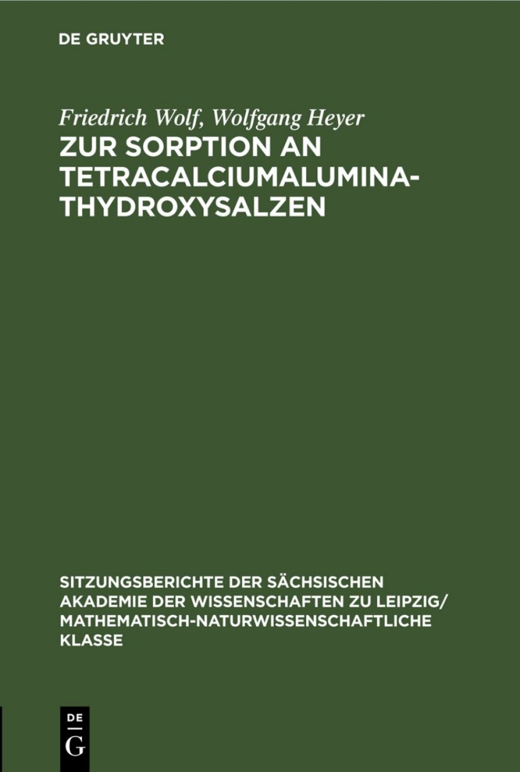 Zur Sorption an Tetracalciumaluminathydroxysalzen 1st Edition â€“ PDF/EPUB Version Downloadable