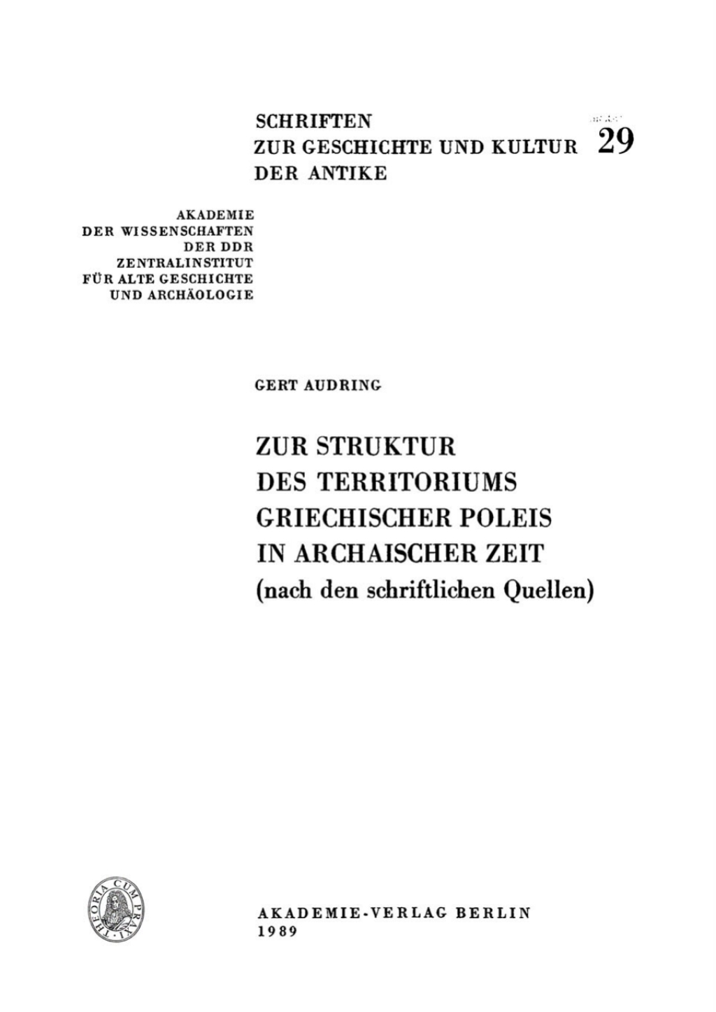 Zur Struktur des Territoriums griechischer Poleis in archaischer Zeit (nach den schriftlichen Quellen) 1st Edition â€“ PDF/EPUB Version Downloadable