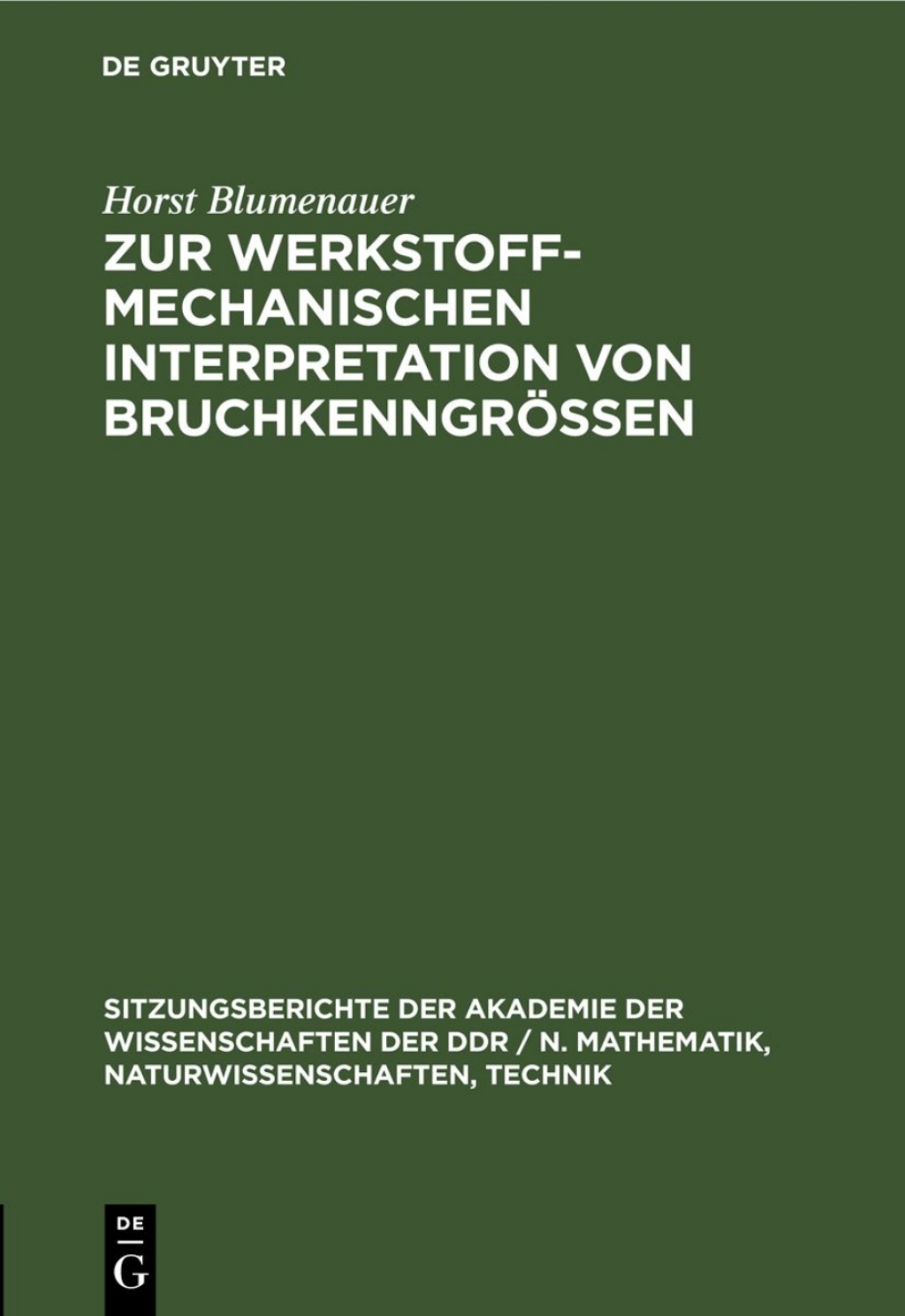 Zur werkstoffmechanischen Interpretation von BruchkenngrÃ¶ÃŸen 1st Edition â€“ PDF/EPUB Version Downloadable