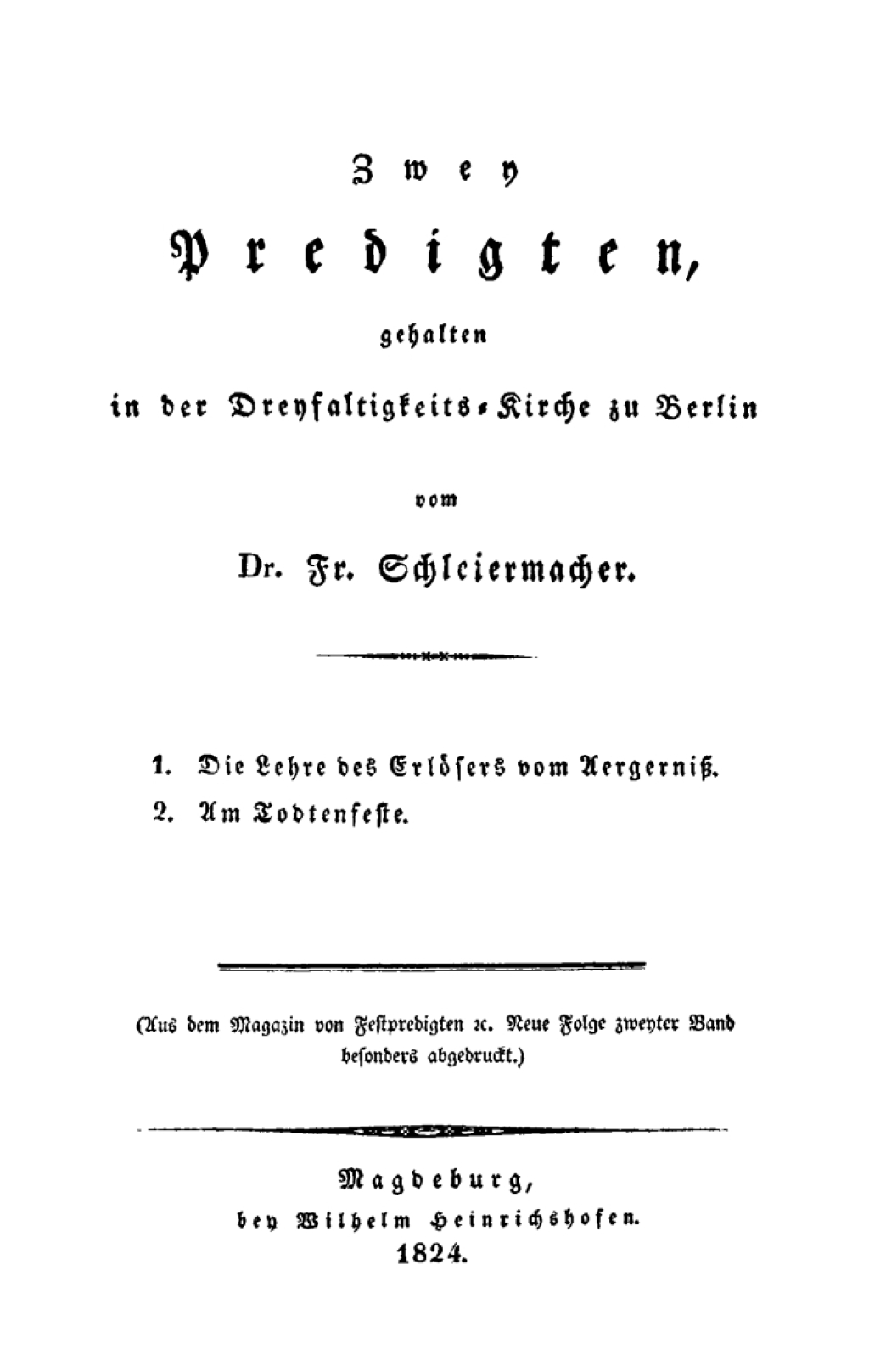 Zwey Predigten, gehalten in der Dreyfaltigkeits-Kirche zu Berlin 1st Edition â€“ PDF/EPUB Version Downloadable